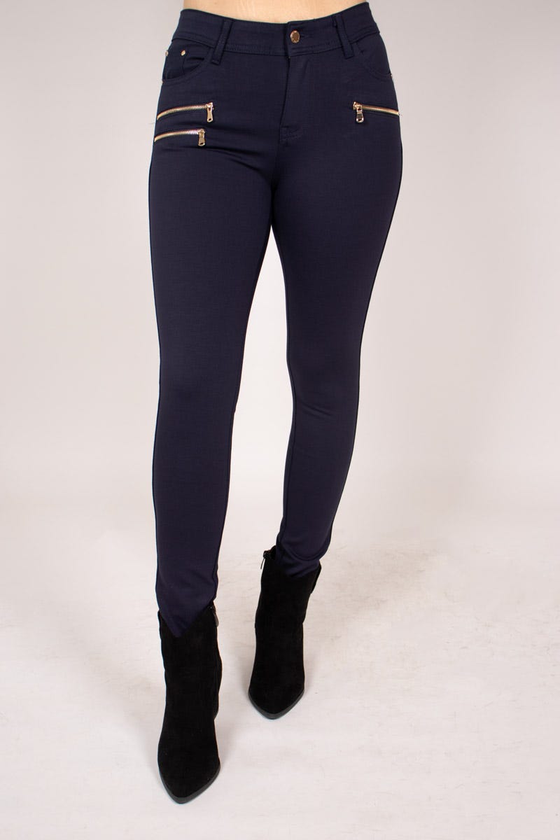 Slim fit buks m. 3 lynlåse Navy