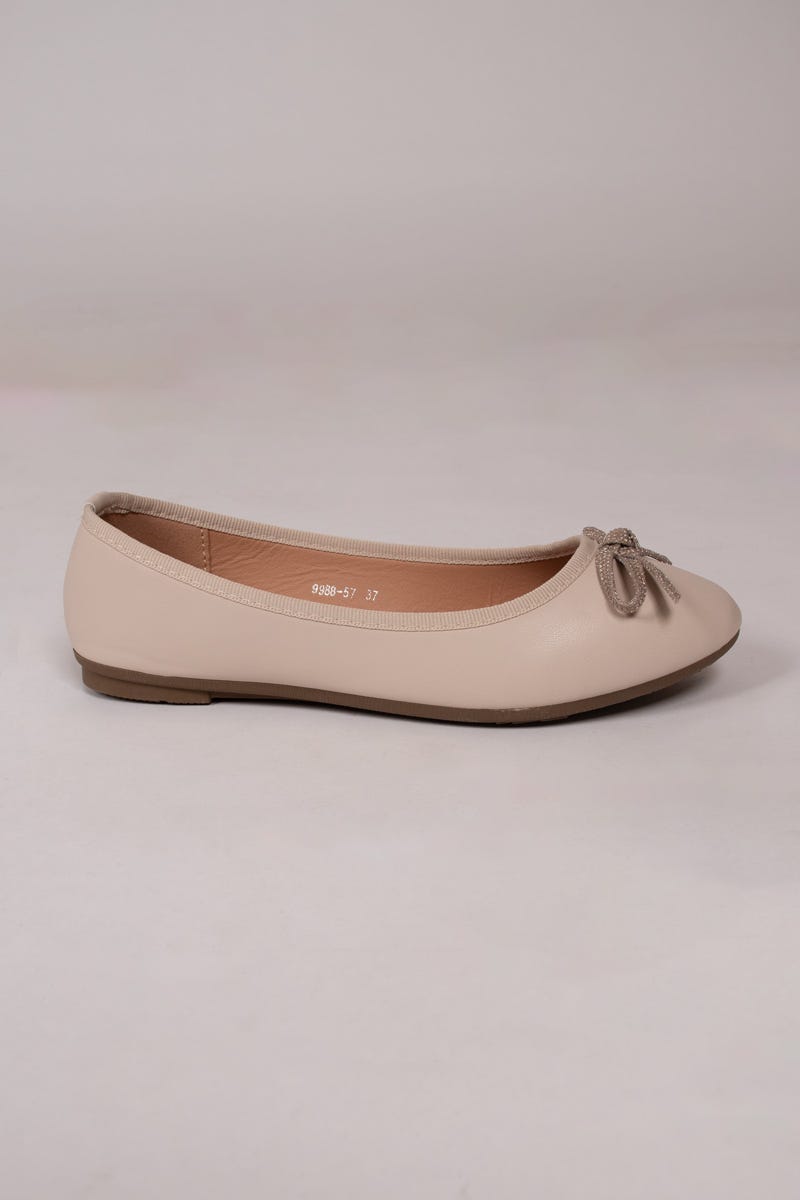 Ballerina m. glimmersløjfe Beige