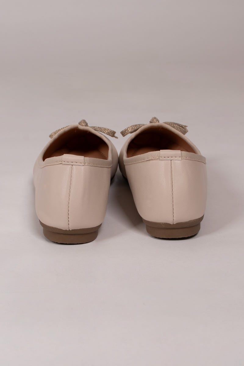 Ballerina m. glimmersløjfe Beige