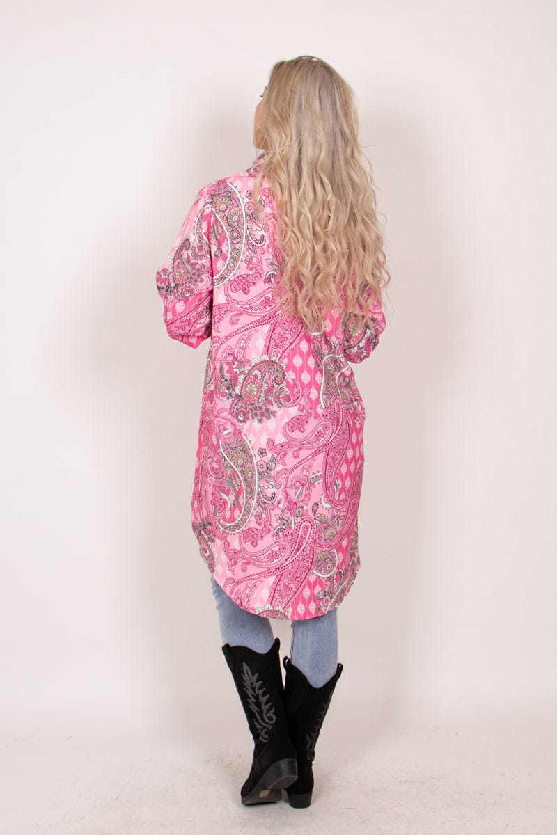 Tunika m. krave og paisley print Pink