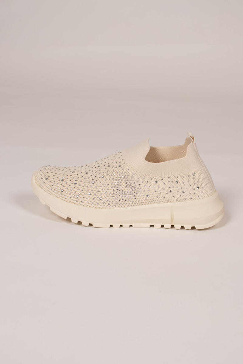 Slip-On sneakers m. glimmersten Beige