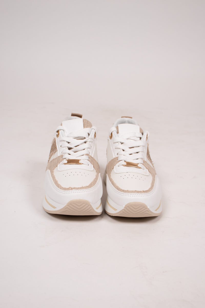 Sneakers m. glimmer stribe Beige