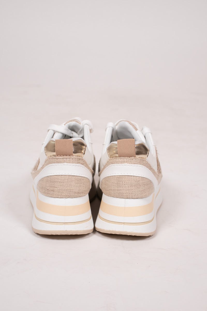 Sneakers m. glimmer stribe Beige