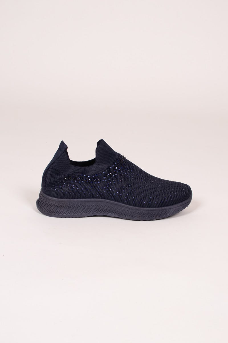 Slip-On sneakers m. glittersten Navy