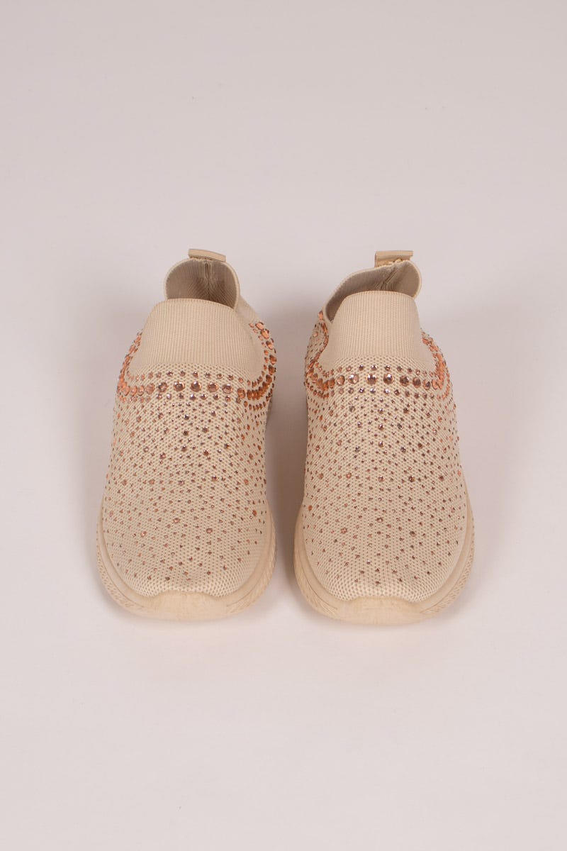 Slip-On sneakers m. glittersten Beige