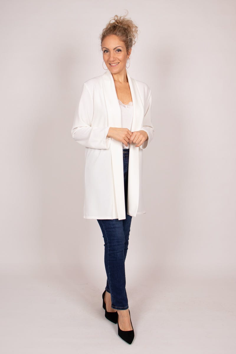 Lang enkel blazer Creme