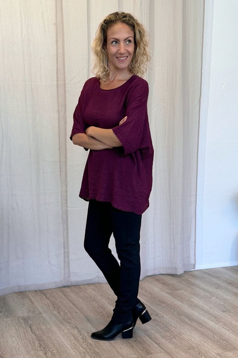 Løs basis T-shirt  Wine