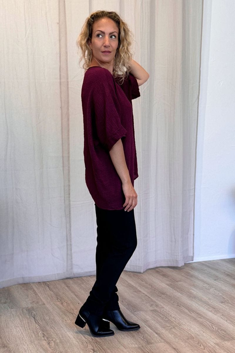 Løs basis T-shirt  Wine