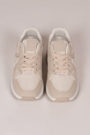 Sneakers m. mesh og gulddetaljer Beige