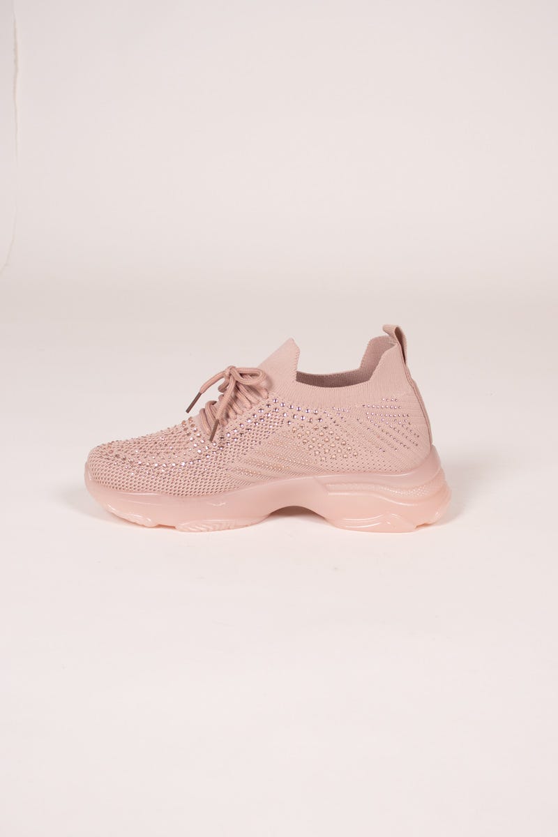 Sneakers m. snøre og glimmersten Rosa