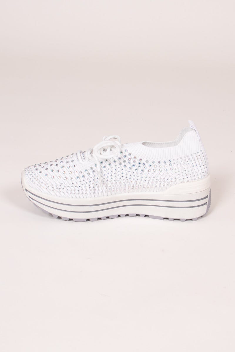 Slip-On sneakers m. glittersten og hvid sål Hvid