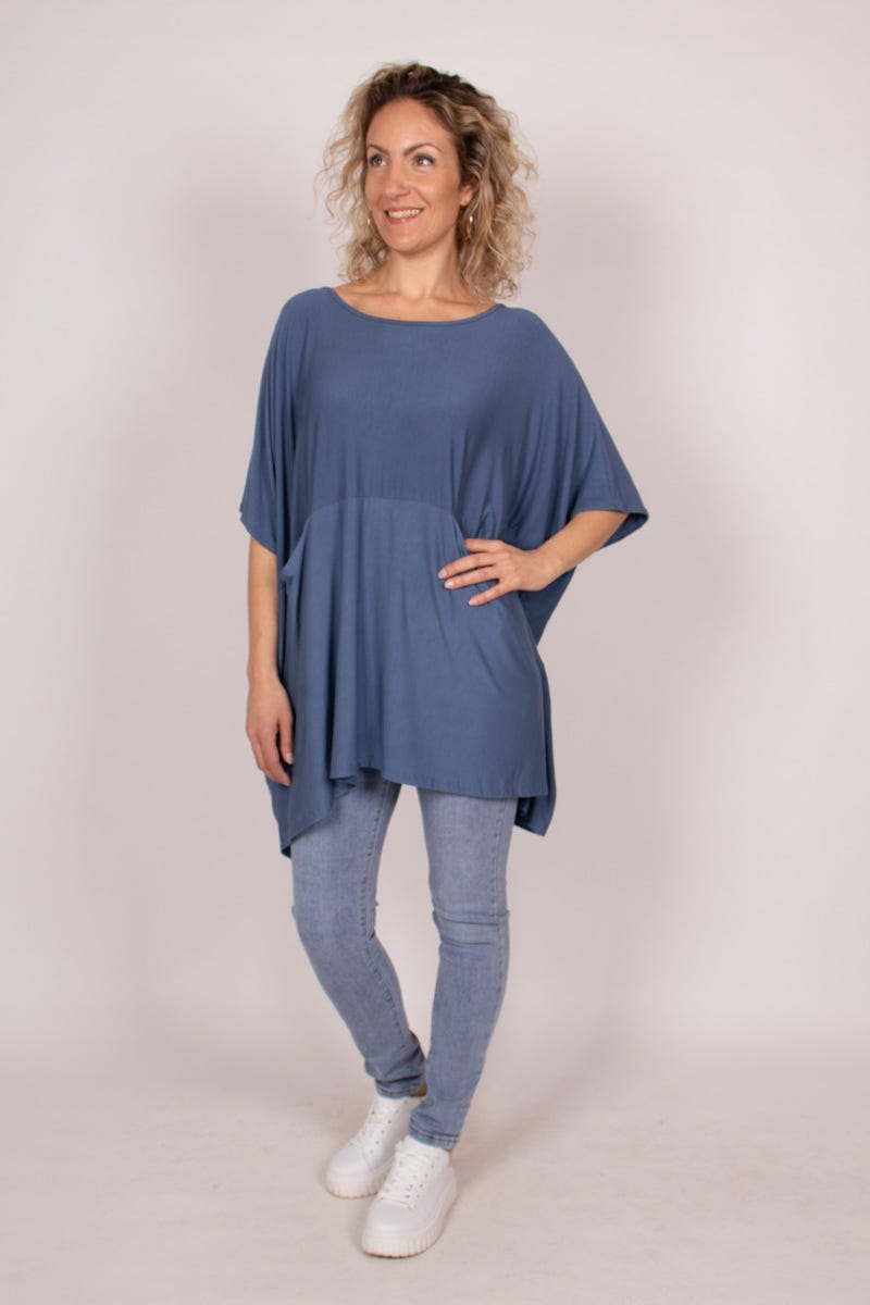 Poncho T-shirt Blå