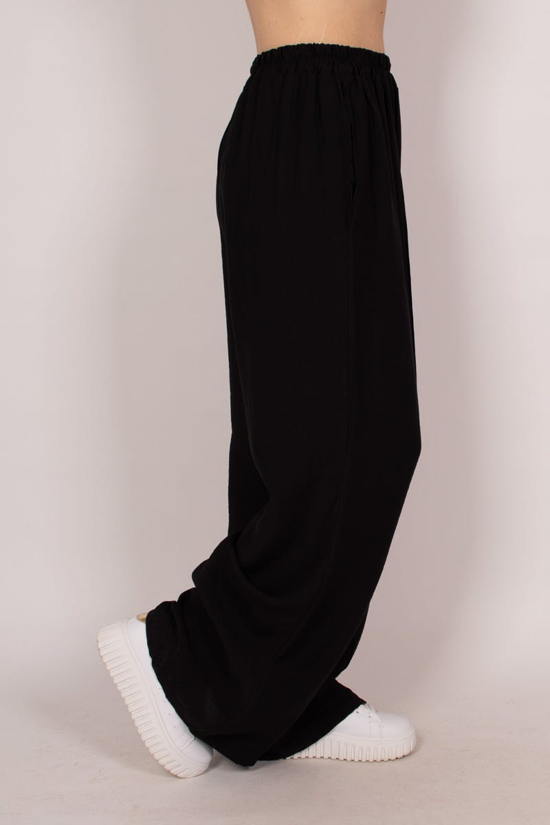 Wide leg pants Sort