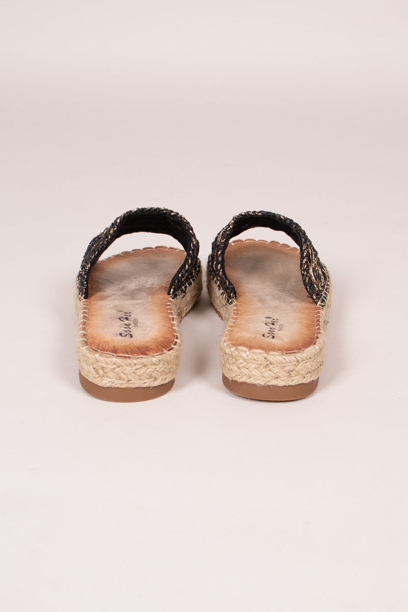 Espadrille sandal m. vævet detalje Sort