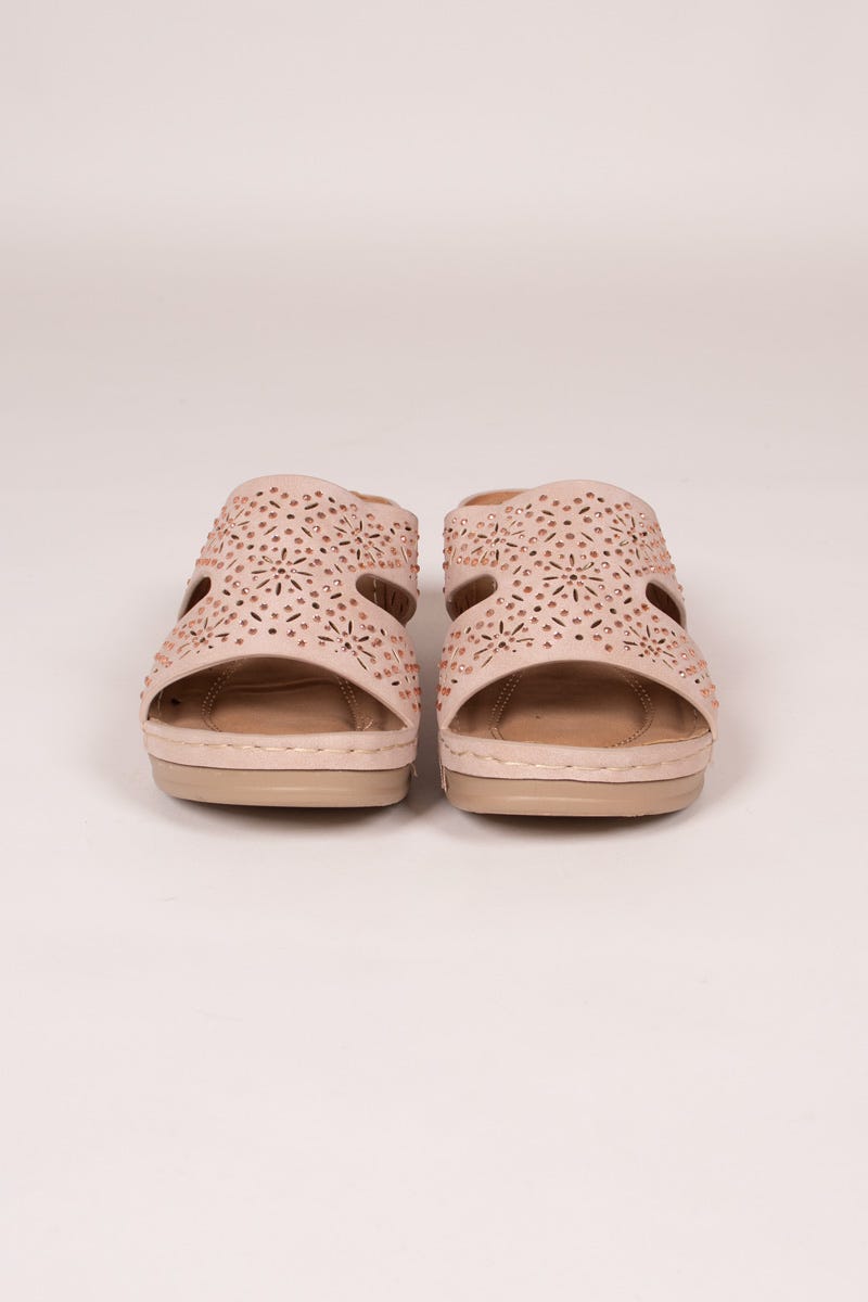 Sandaler m. mønster og sten Beige