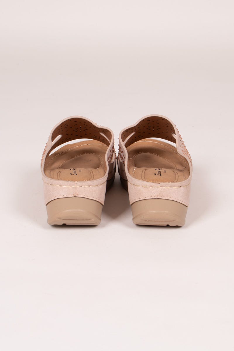 Sandaler m. mønster og sten Beige
