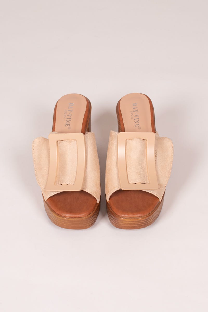 Højhælet plateau sandal Beige