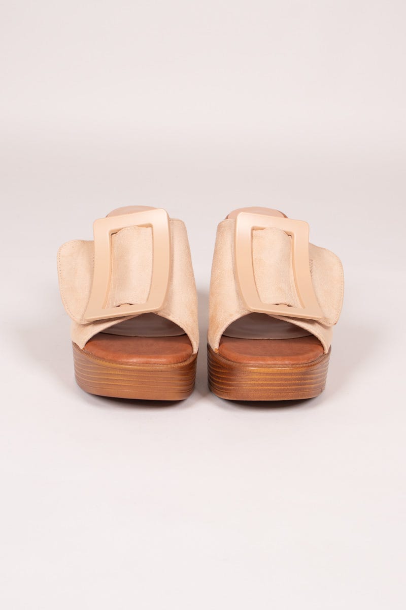 Højhælet plateau sandal Beige