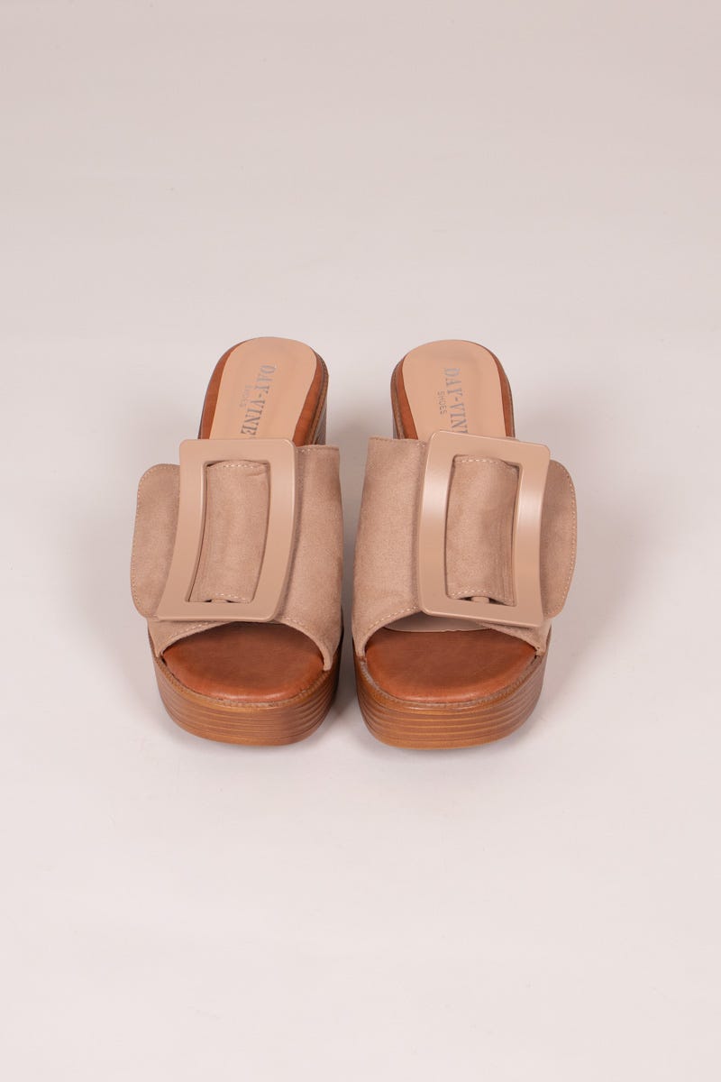 Højhælet plateau sandal Taupe