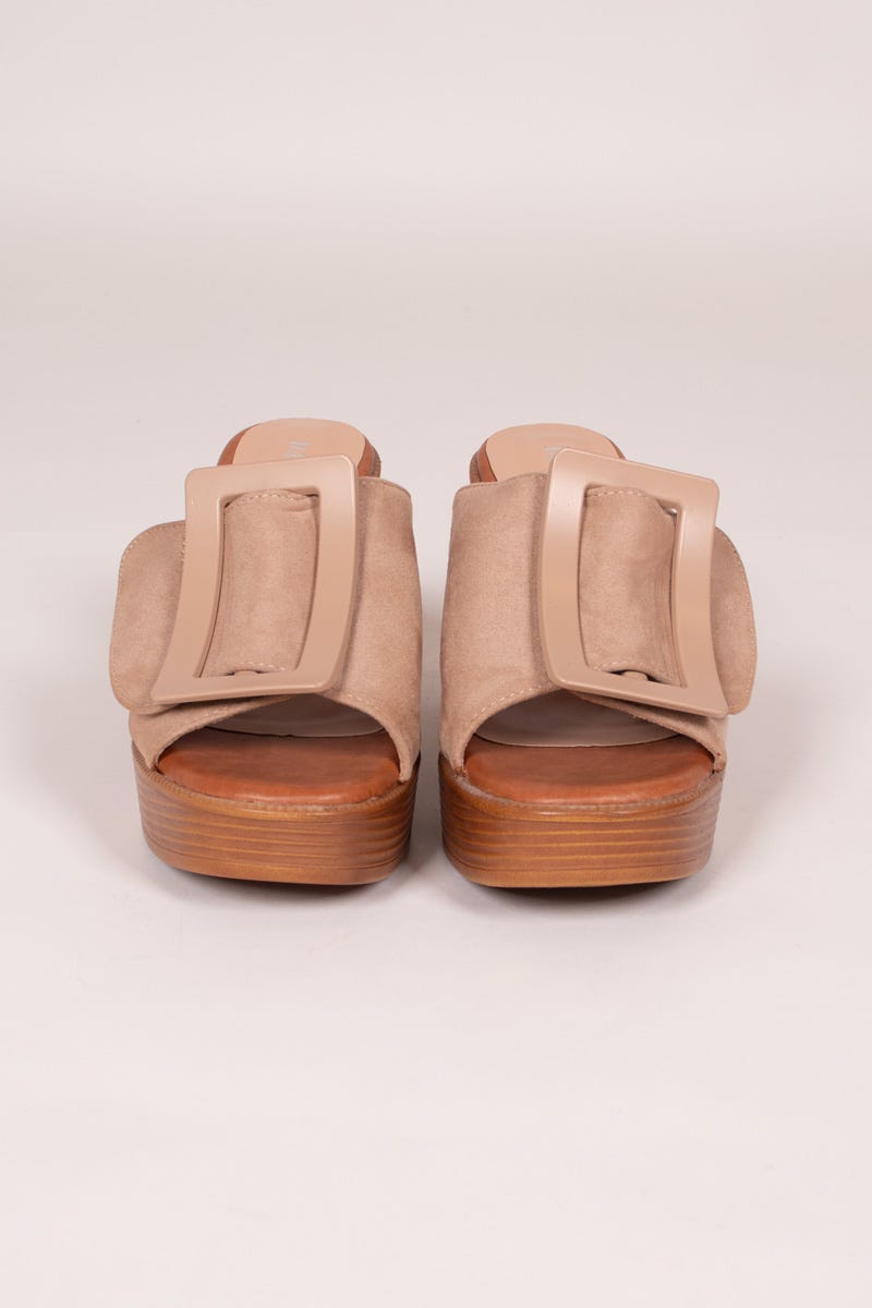 Højhælet plateau sandal Taupe