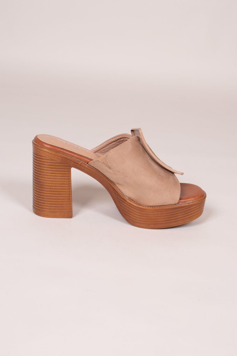 Højhælet plateau sandal Taupe