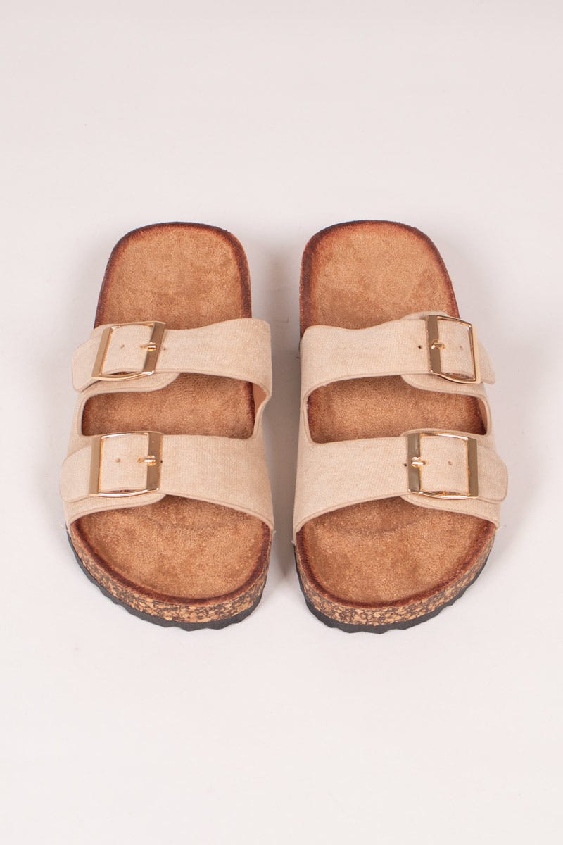 Slippers m. spænder Beige