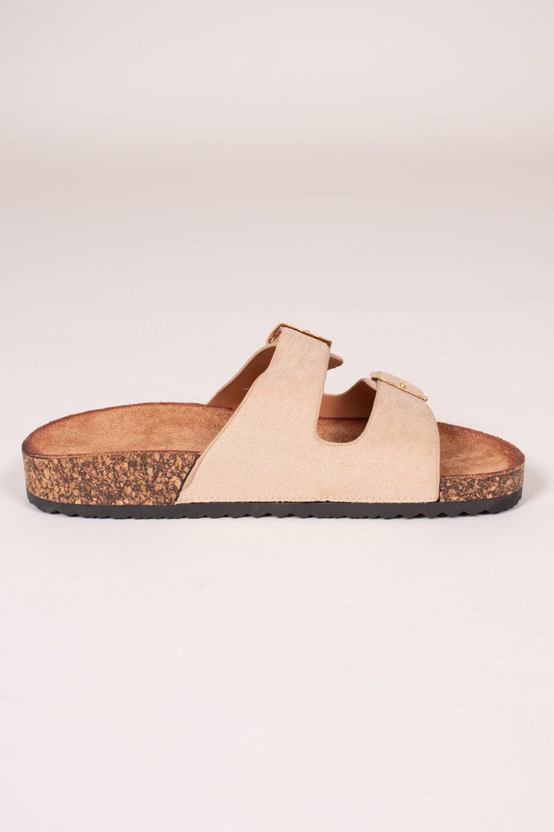 Slippers m. spænder Beige