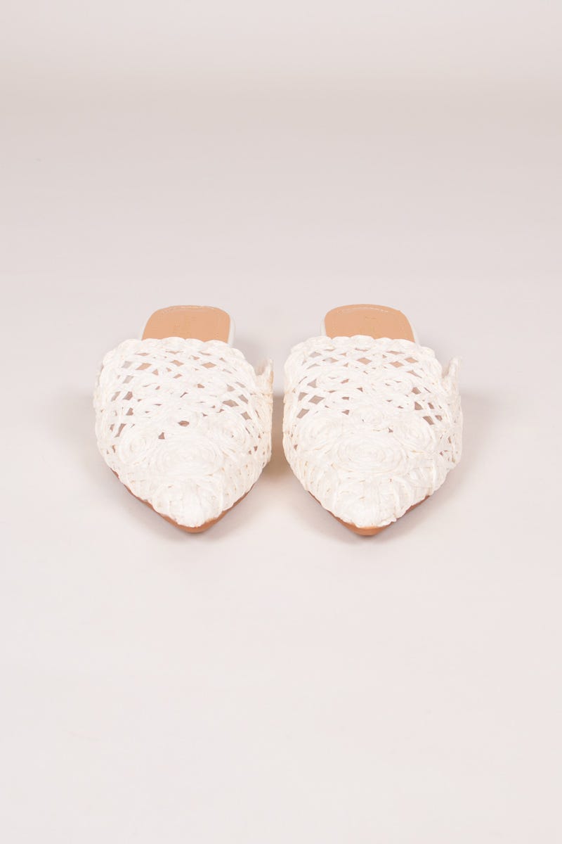 Slippers m. spids snude Hvid