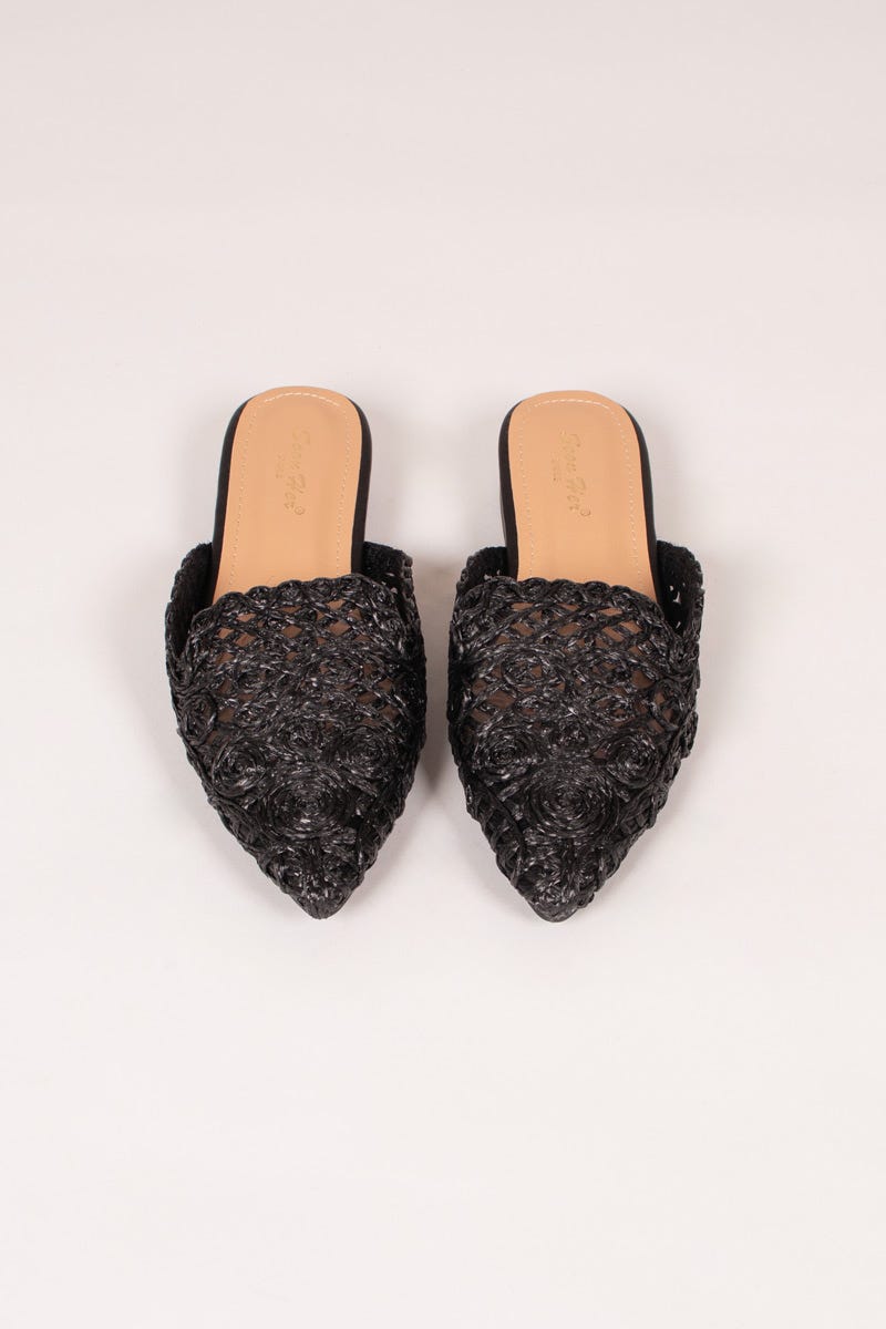 Slippers m. spids snude Sort