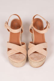 Espadrillos sandal m. kilehæl Beige