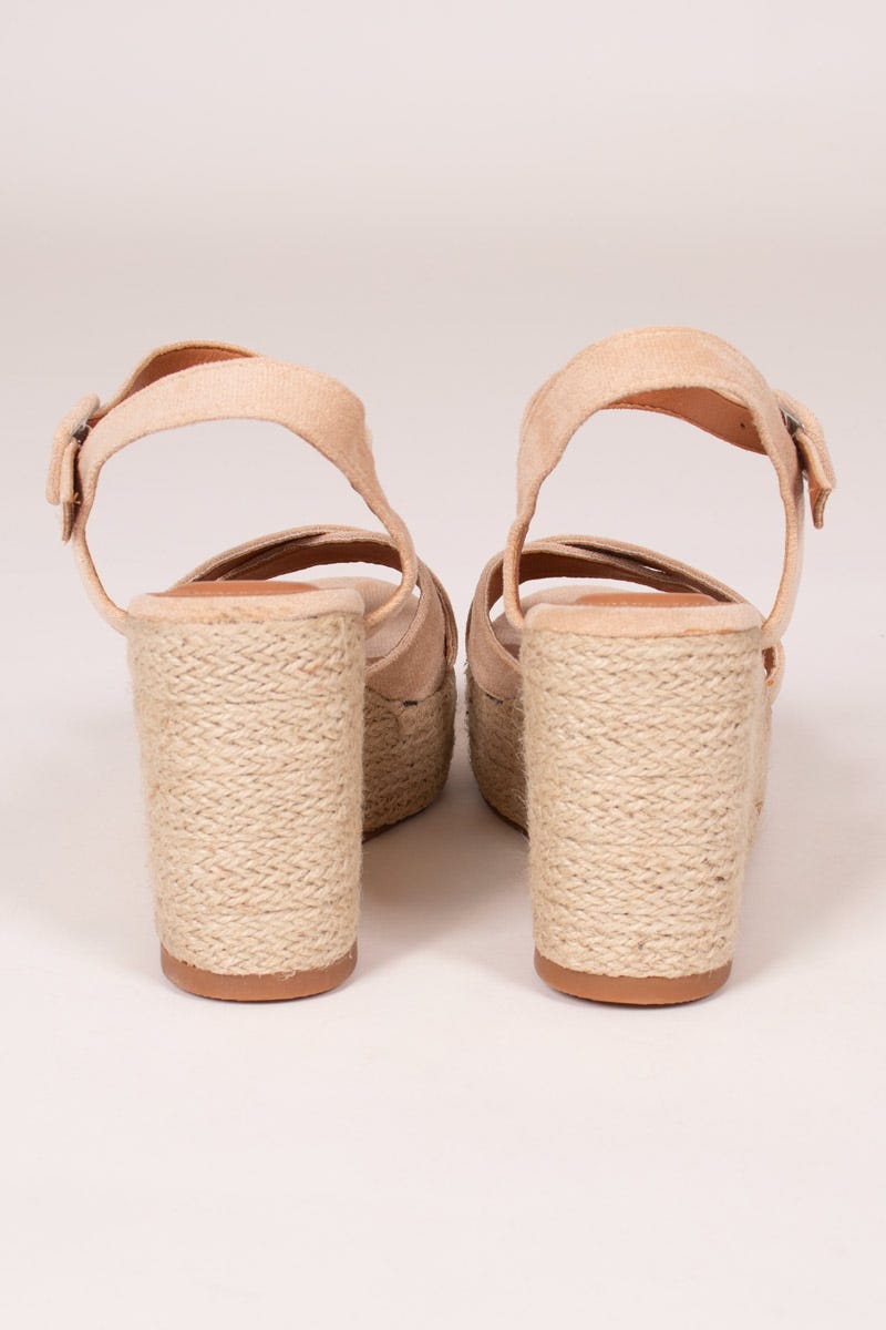 Espadrillos sandal m. kilehæl Beige