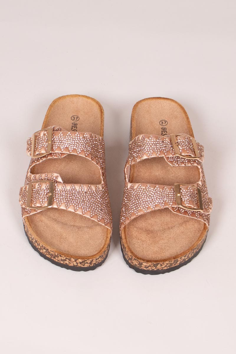 Slippers m. sten Rosa