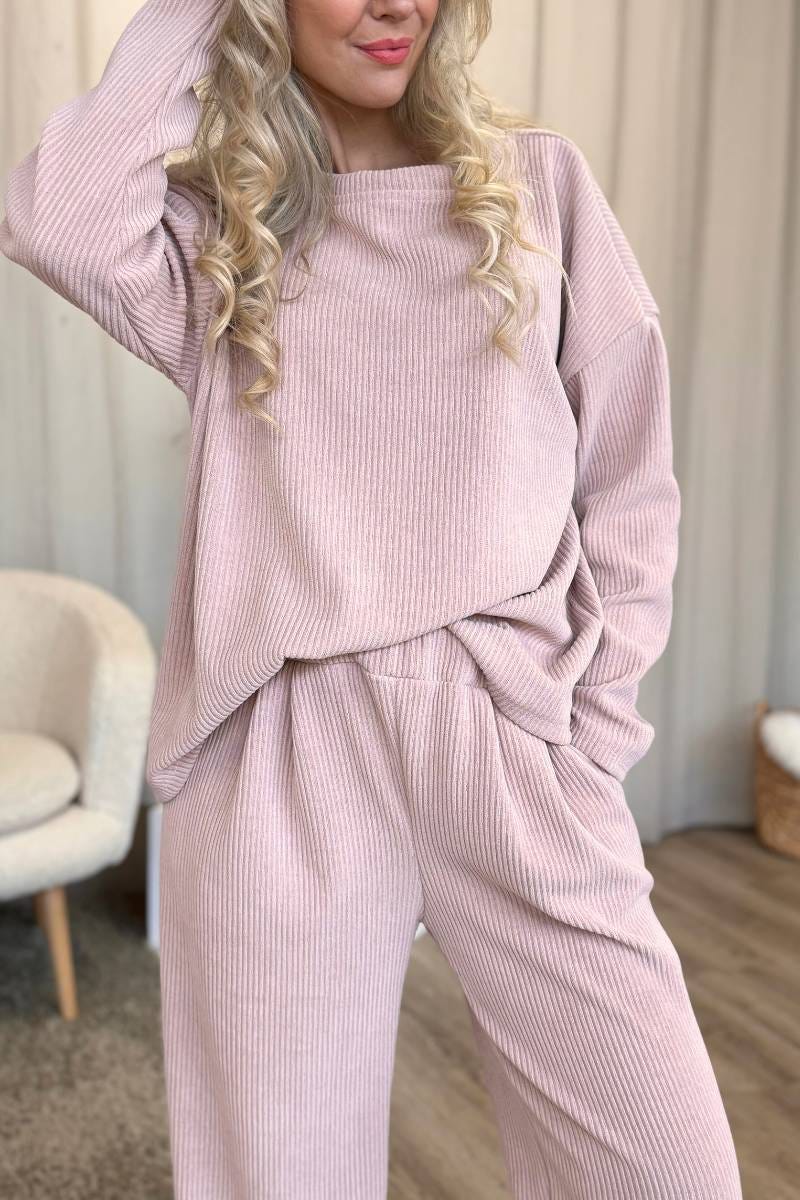 Bluse m. fløjlslook Rosa