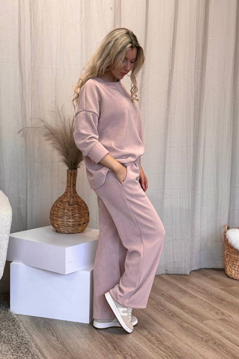 Bluse m. fløjlslook Rosa