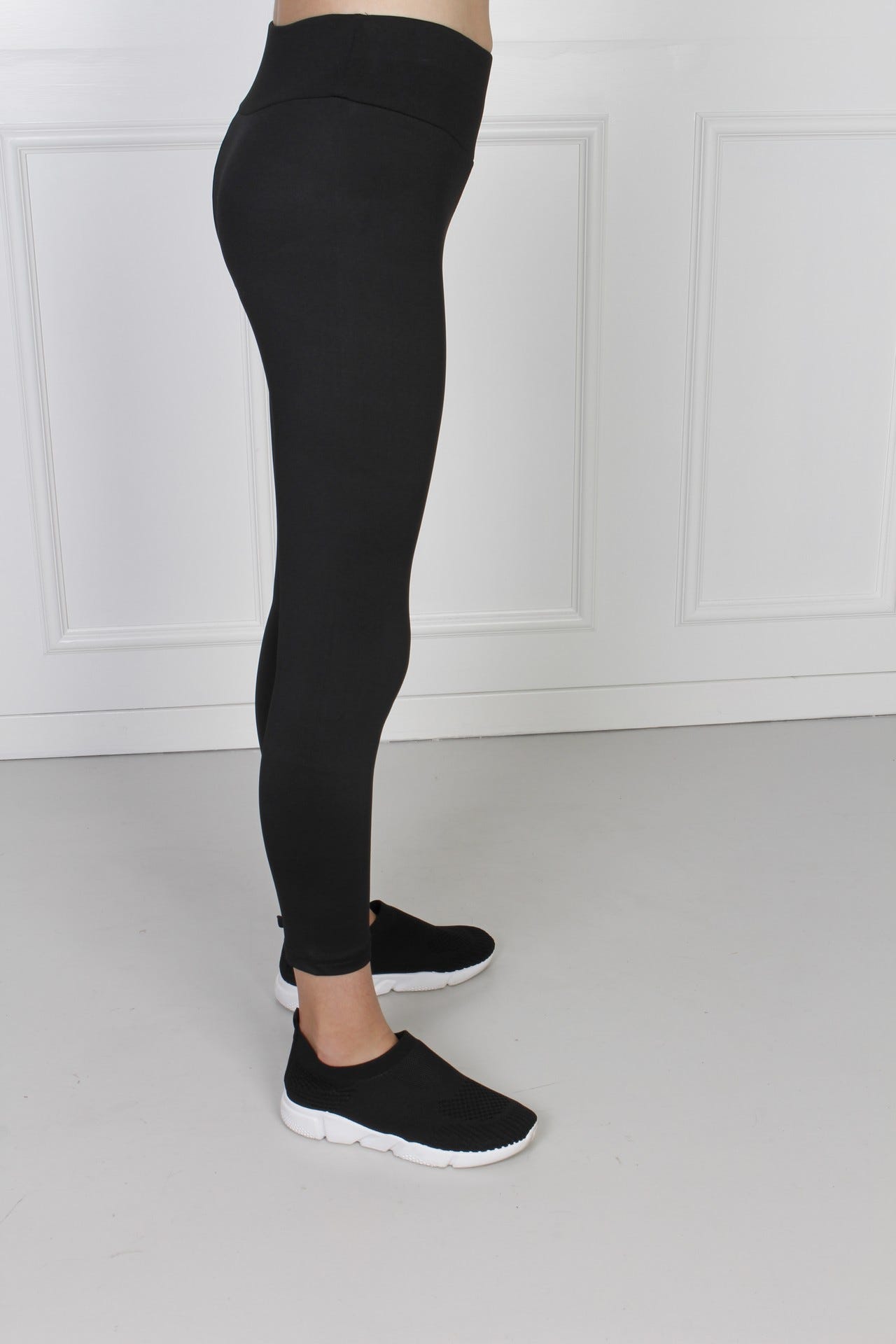 Højtaljet plain leggings, sort