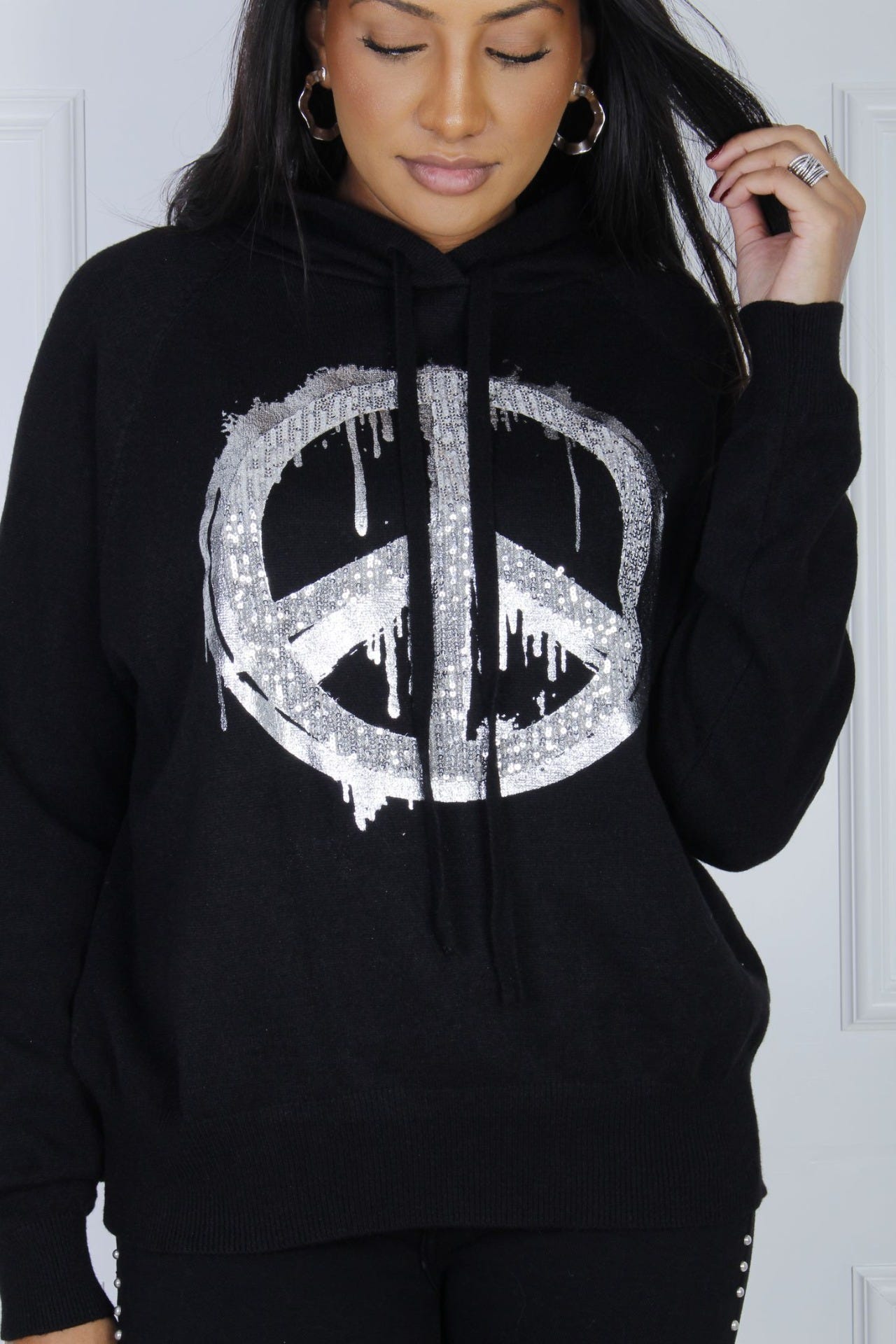 Dana hoodie m. peace, sort