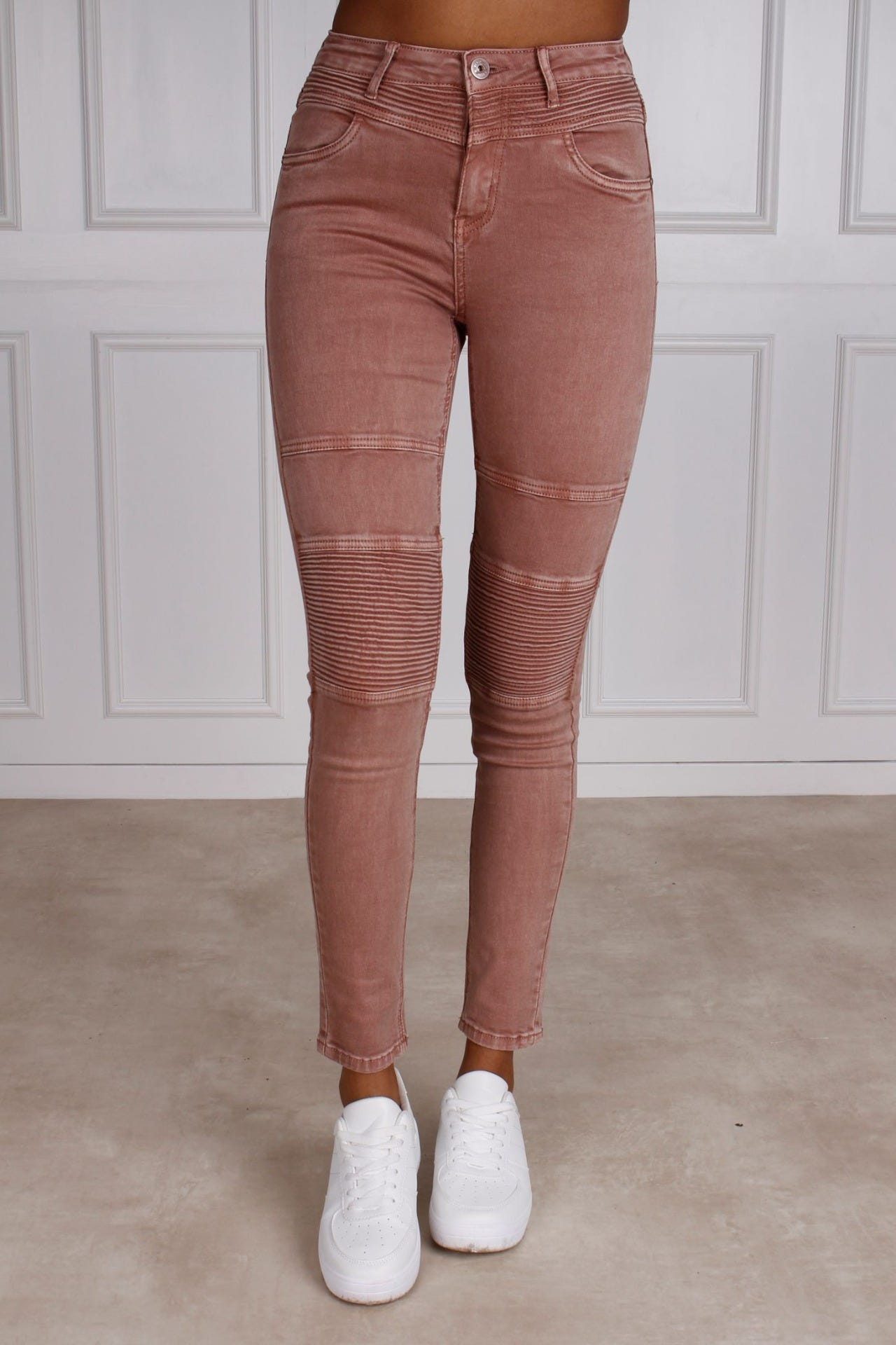 Biker jeans, rosa