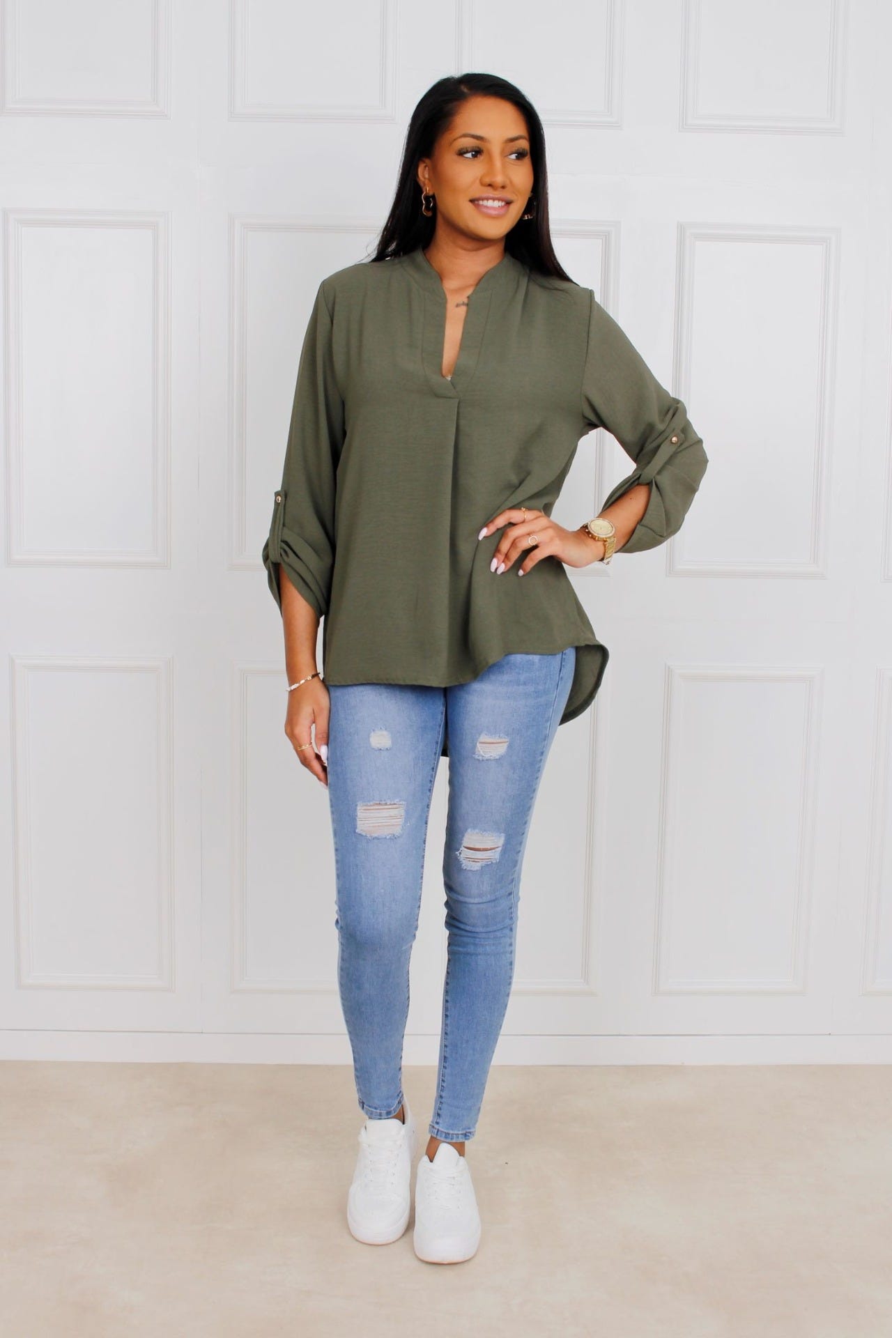 Adeline bluse, khaki