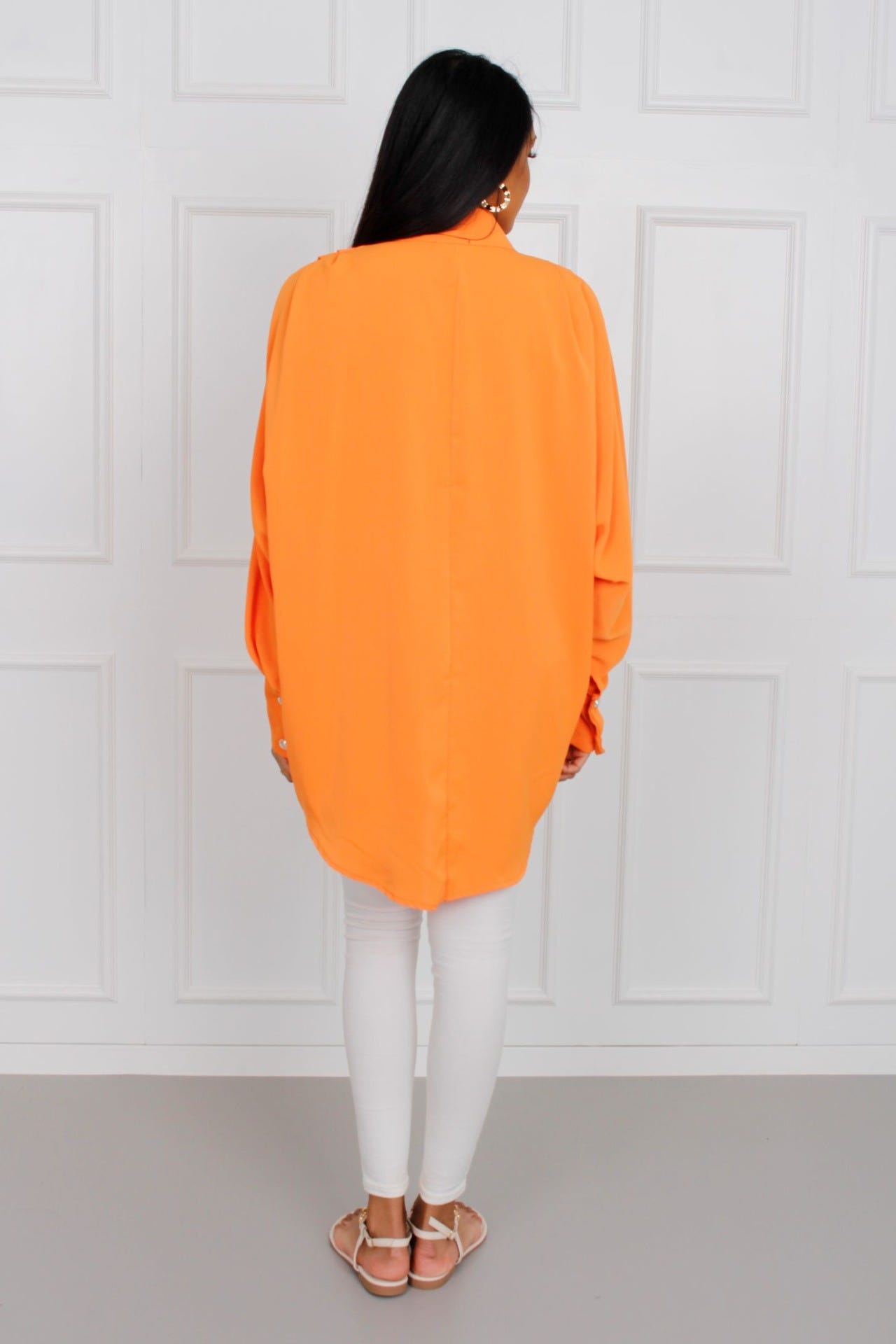 Oversize skjorte med knapper, orange