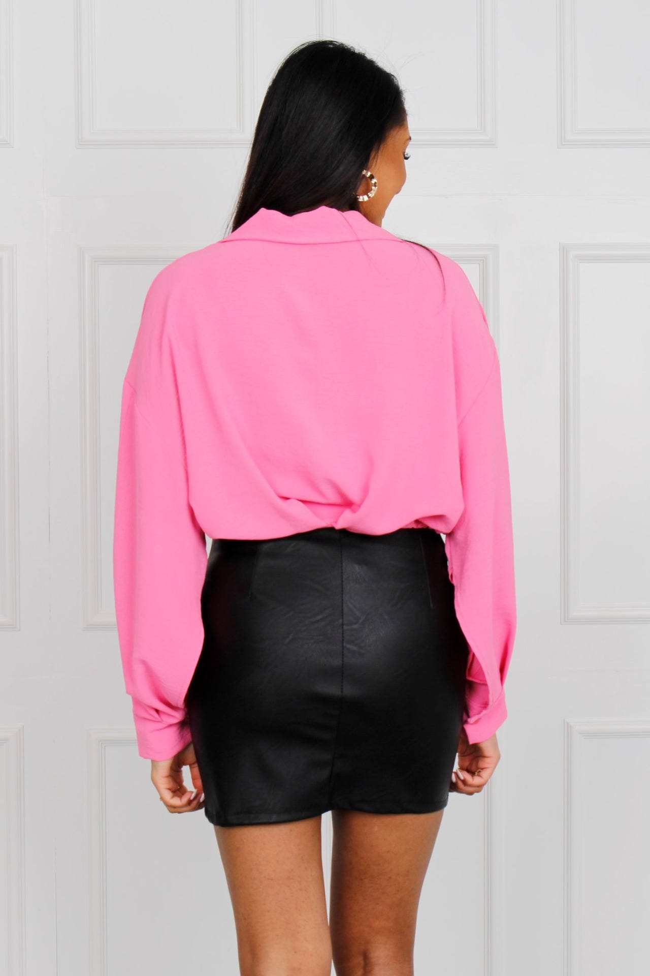 Cropped skjorte, pink