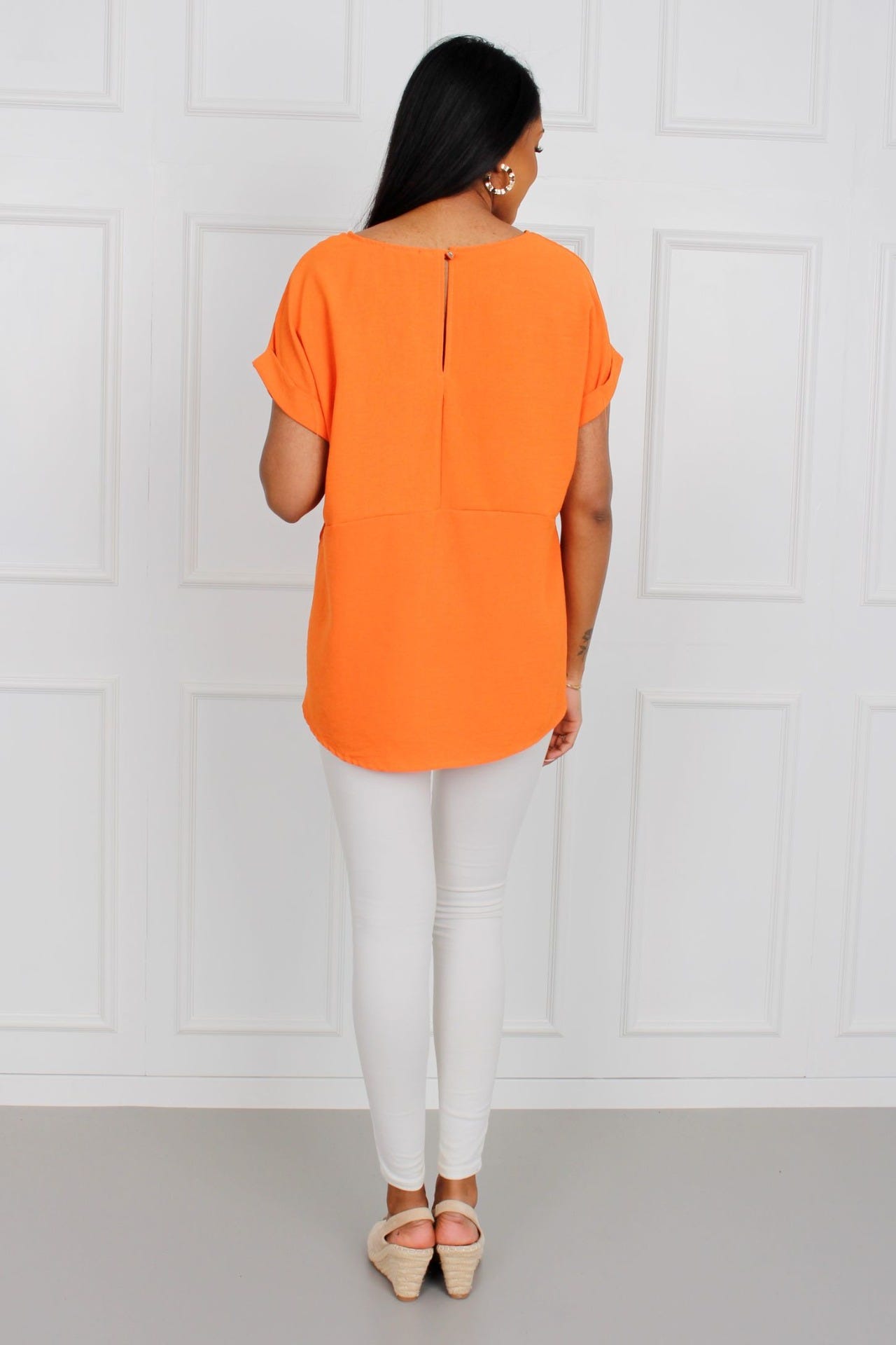 T-shirt m. lomme, orange