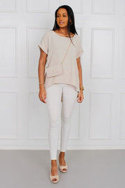 T-shirt m. lomme, beige