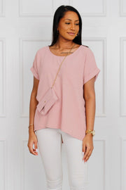 T-shirt m. lomme, rosa