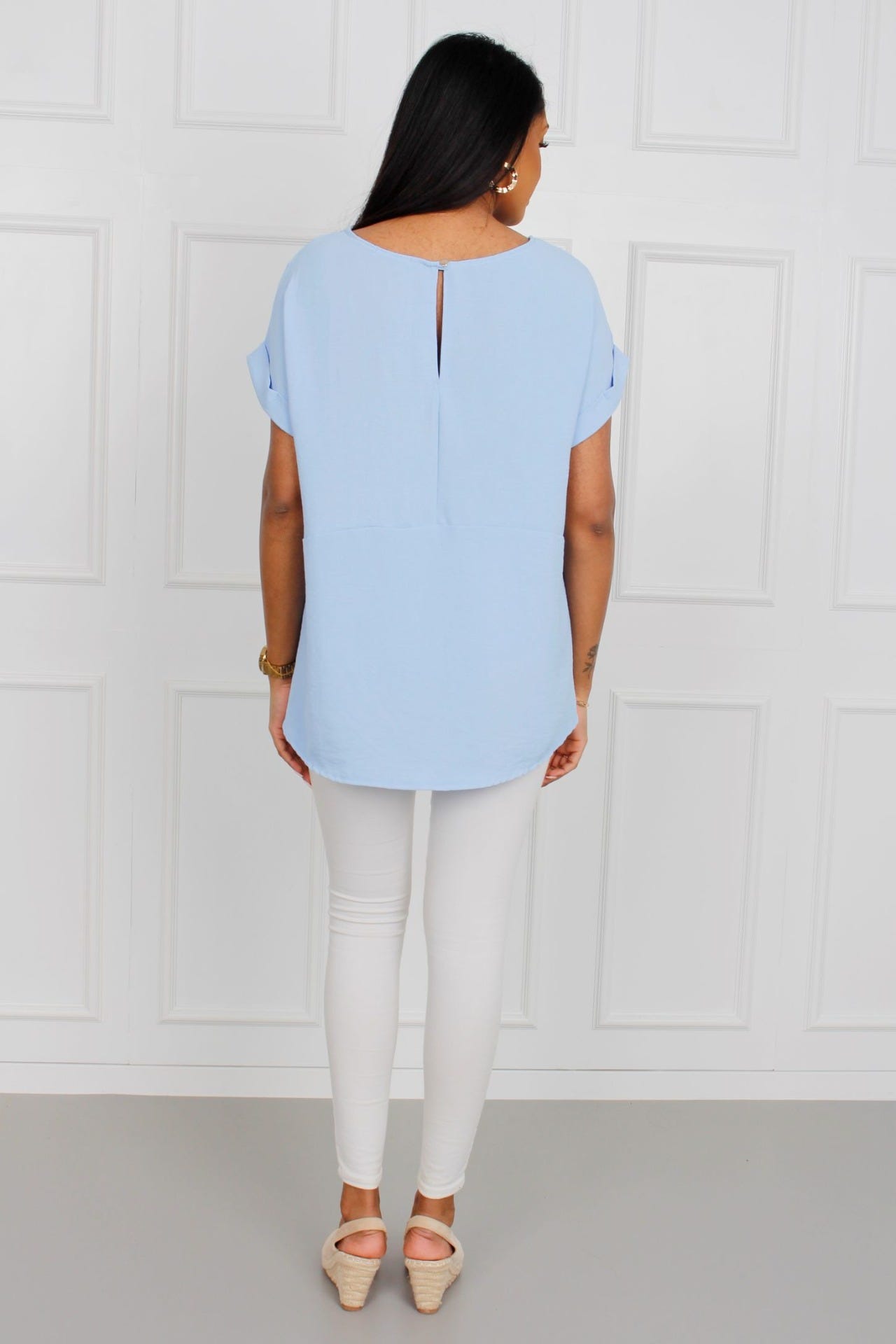 T-shirt m. lomme, sky blue