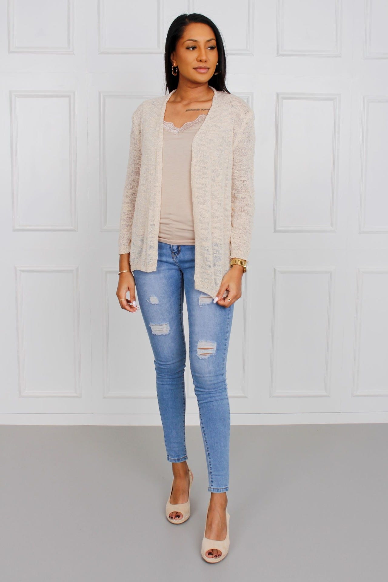 Tynd cardigan, Beige