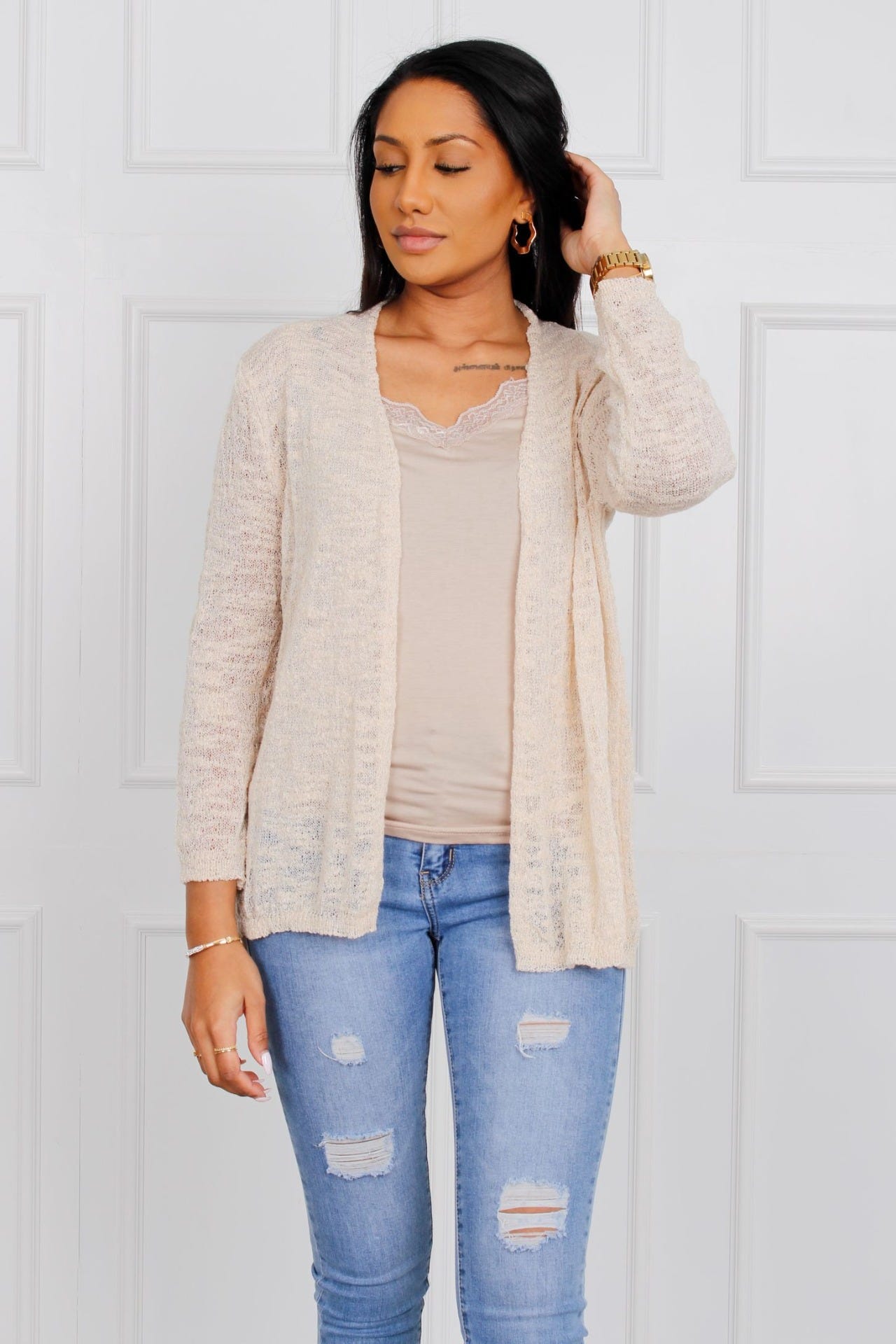 Tynd cardigan, Beige