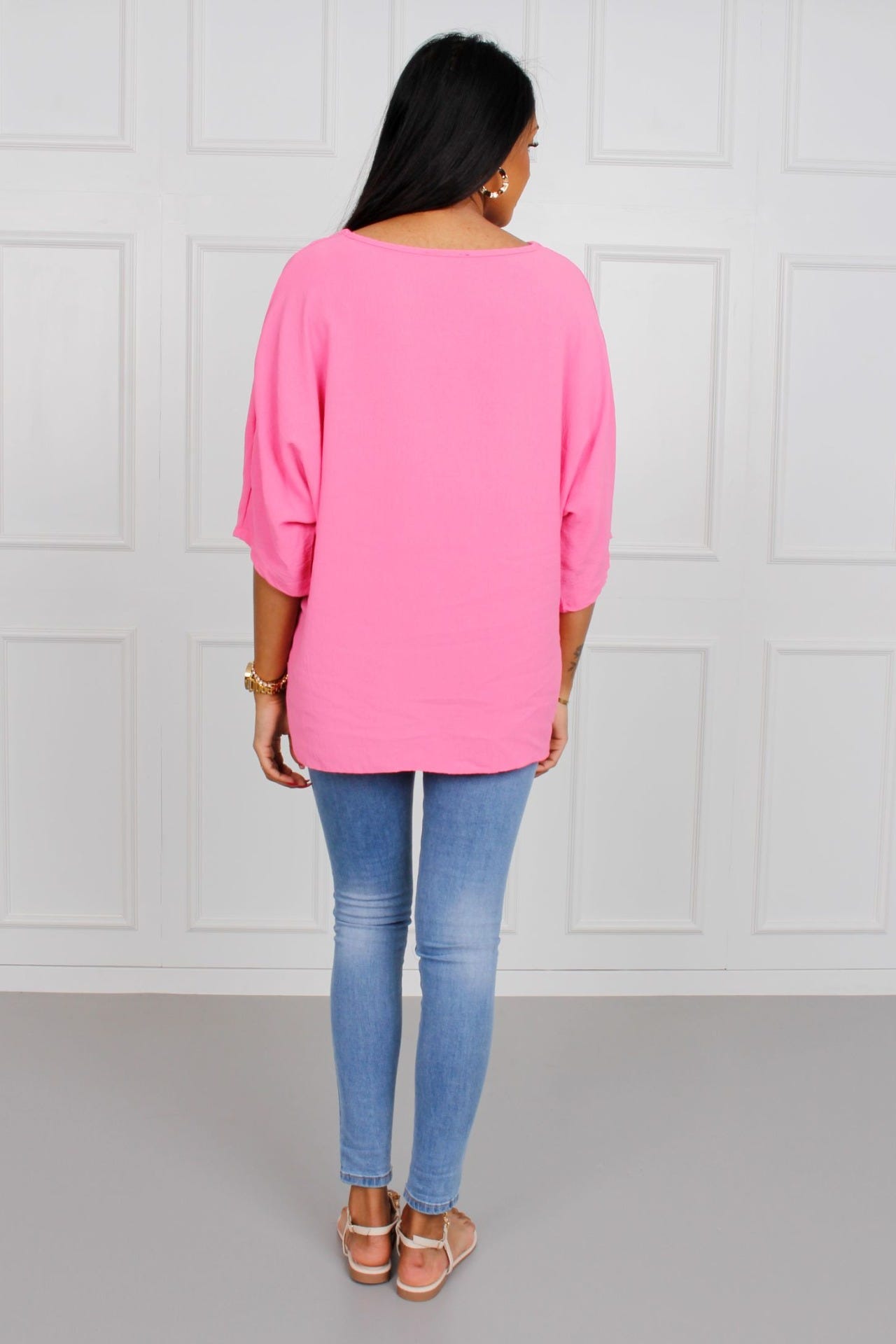 Bluse m. binde detalje, pink