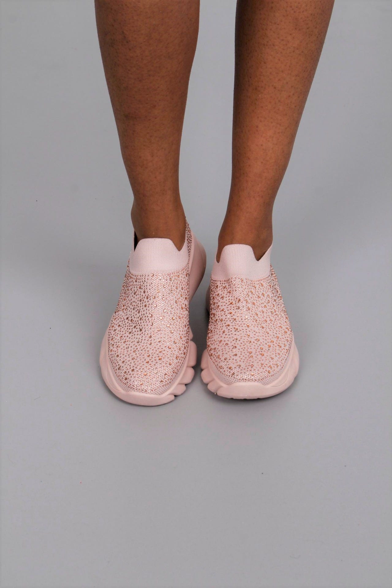 Slipon sneakers med glittersten, Rosa