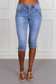 3/4 Jeans m. knapper