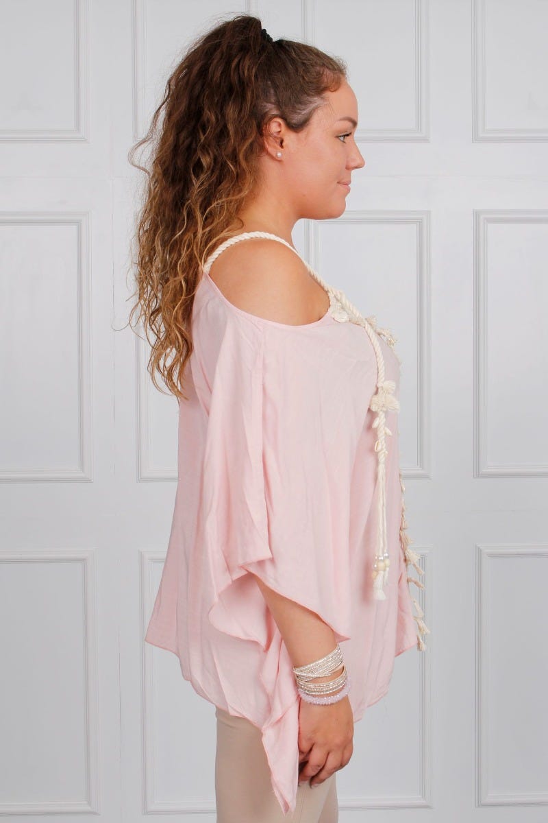 Top m. detaljer, pink